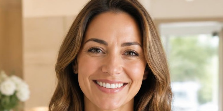 Confident smiling female after treatment