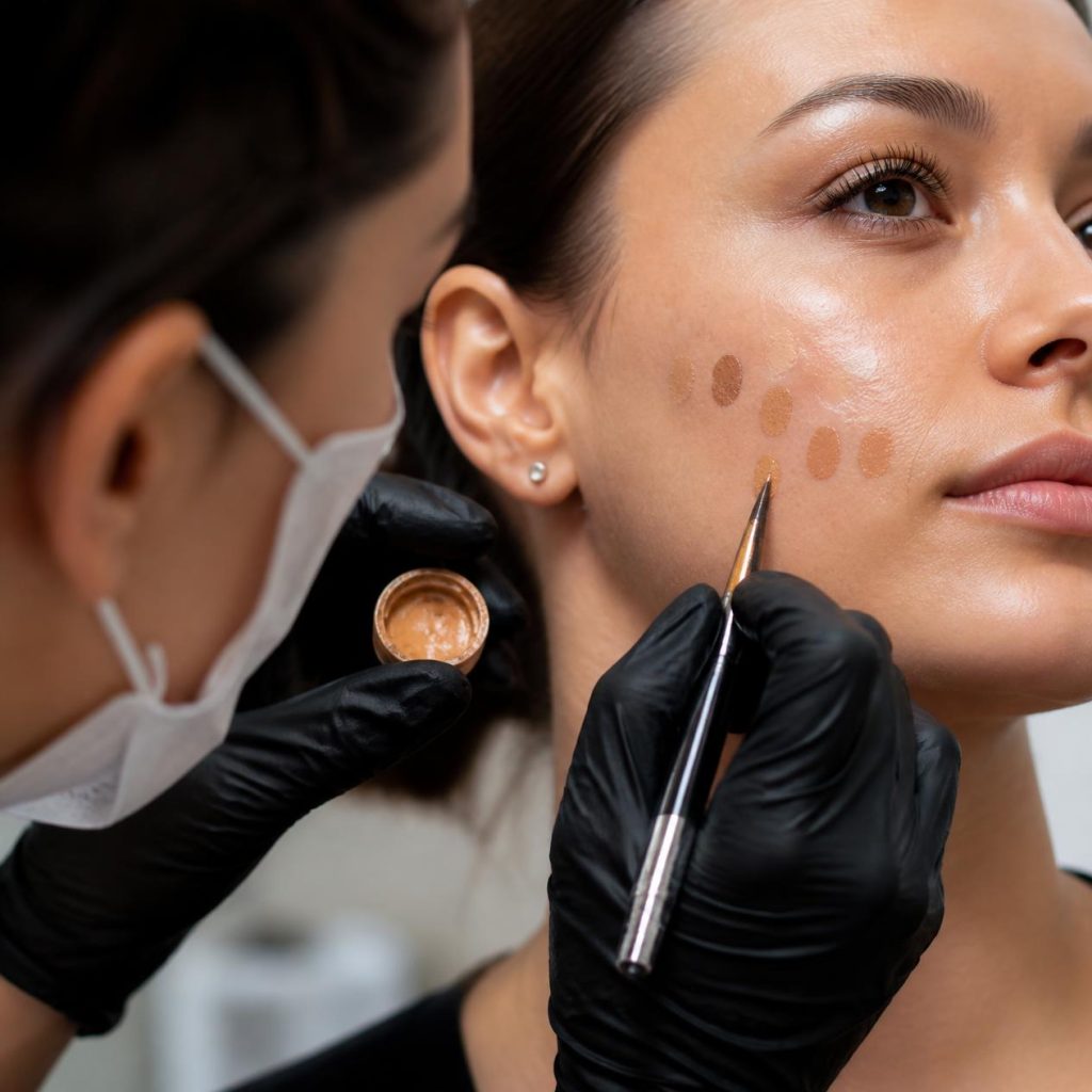 Skin tone matching and pigment preparation on skin image