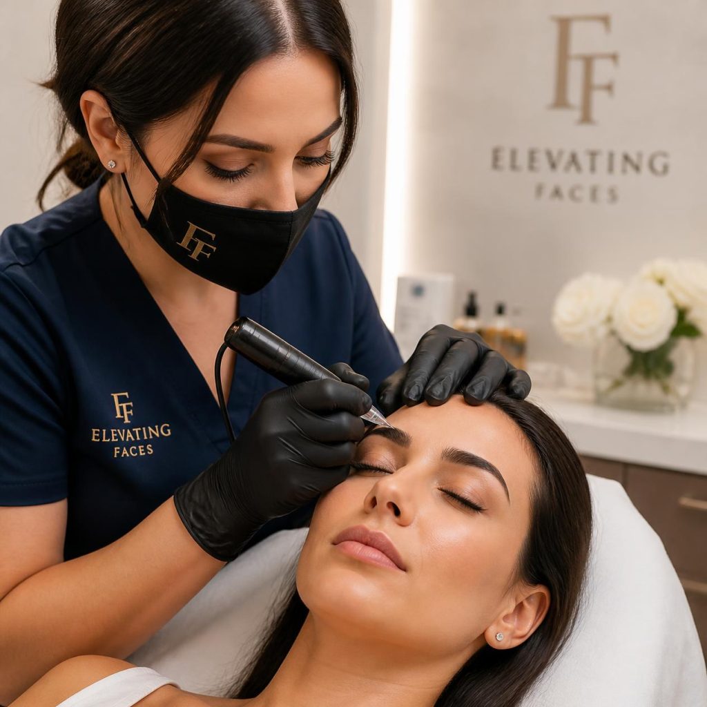 Specialist performing micropigmentation